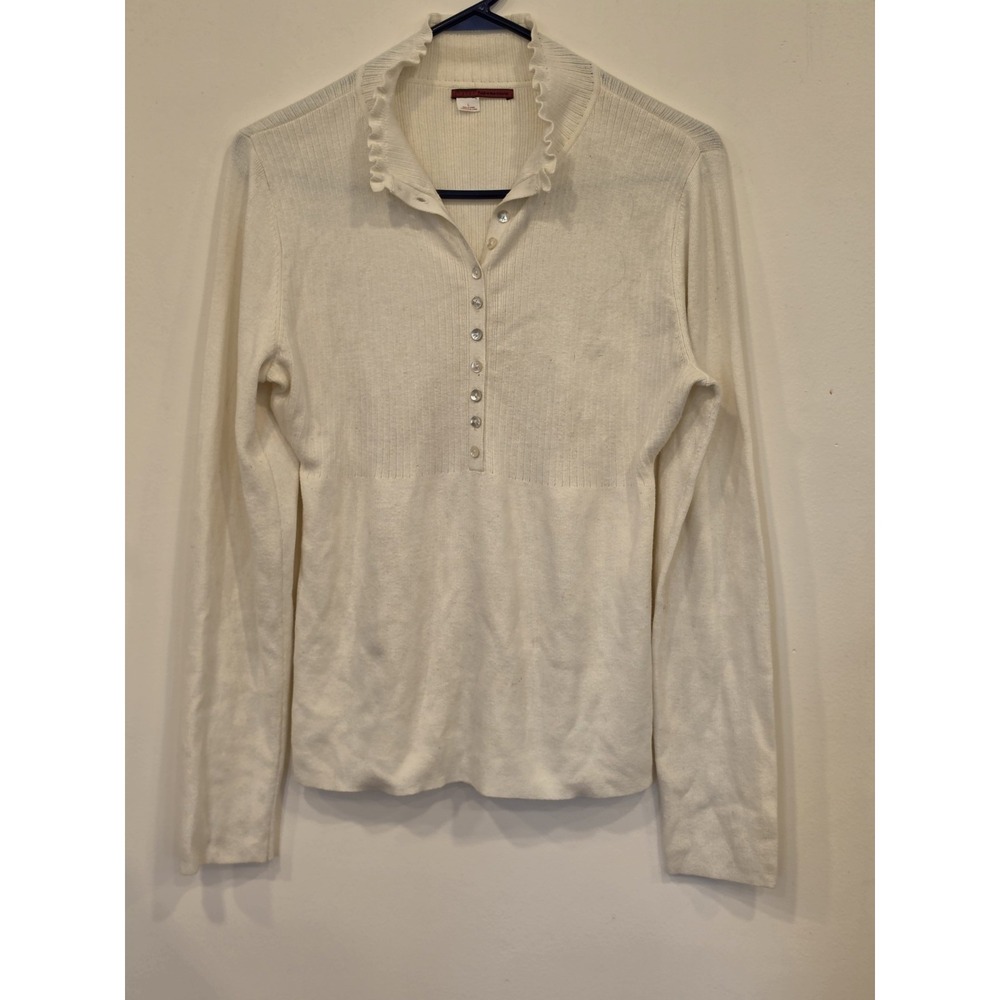 Vintage Y2K Henley Sweater Womens Large Soft Girl Coquette Preppy Feminine